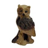 Cast Resin Owl Figurine on Tree Stump