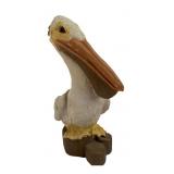 Hand-Painted Resin Pelican Figurine on Piling