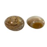 Pair of Polished Banded Onyx Stone Eggs