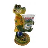 Resin Gator Shot Glass Holder with Shot Glass