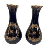 Limoges Castel Cobalt Blue Porcelain Bud Vases, Pr