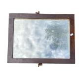 Vintage Wood Framed Mirror with Pivot Hinges