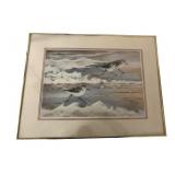 June Fortin Signed Sandpipers Watercolor Print