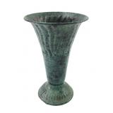 VTG Bronze Trumpet Vase with Verdigris Patina