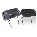 MCM Folding Metal TV Tray Tables with Deer Motif