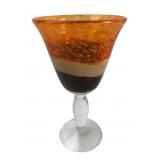 Hand-Blown Art Glass Goblet with Swirl Pattern
