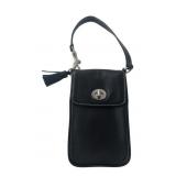 Coach Black Leather Turnlock Wristlet