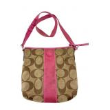 Coach Signature File Bag with Pink Stripe
