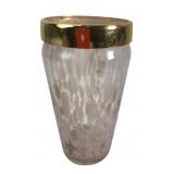 Art Glass Shaker with Gold Rim and Pink Splatter