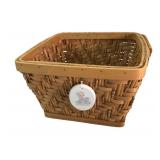 Longaberger Style Woven Basket with Porcelain Tie-