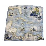 J.F. Paris Caribbean Map Souvenir Silk Scarf