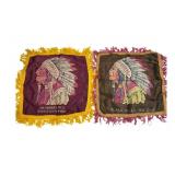 Pair of Native American Motif Silk Pillow Covers