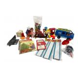Fisher-Price and Vintage Toy Lot with Books