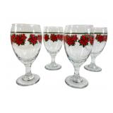 VTG Libbey Christmas Poinsettia Glass Goblets