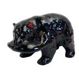 VTG Japanese Ceramic Black Bear and Fish Coin Bank