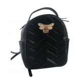 Faux Leather Bee Motif Mini Backpack and Wallet