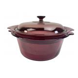 Vision Cranberry Glass Casserole with Steamer