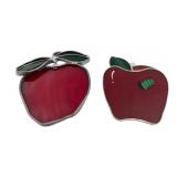 Pair of Stained Glass Apple Suncatchers