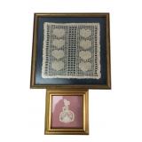 Framed Crocheted Lace Doilies, Set of 2