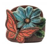VTG Hand-Painted Earthenware Butterfly and Flower