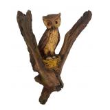 Cast Resin Owl on Branch Wall Hanging