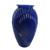 Cobalt Blue Art Glass Ribbed Vase