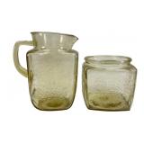 VTG Federal Glass Madrid Amber Glass Pitcher Set