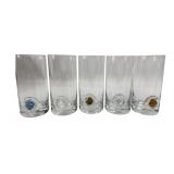 Art Glass Highball Glasses with Applied Prunts