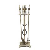 Vintage Brass Fireplace Tool Set with Stand