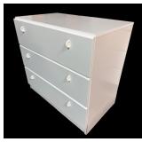 Modern Three-Drawer White Laminate Dresser