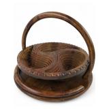 Hand-Carved Folding Wooden Fruit Basket
