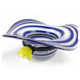 Block Crystal Mouth Blown Art Glass Hat Bowl