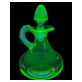 Rare VTG Hocking Uranium Glass Cruet with Stopper