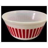 VTG Hazel Atlas Red Candy Stripe Milk Glass Bowl
