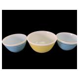 Rare Pyrex Rainbow Stripe Mixing Bowls, Set of 3
