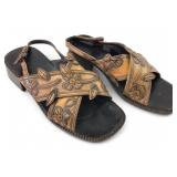 VTG Prada Embossed Leather Floral Slingback Sandal