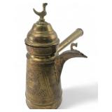 VTG Etched Brass Turkish Coffee Pot Dallah