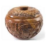 Waikiki Woods Monkey Pod Carved Wood Bowl with Lid