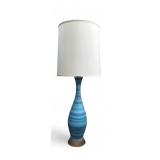 MCM Blue Striped Ceramic Table Lamp