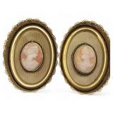 Pair of Framed Shell Cameo Wall Plaques