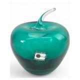 MCM Blenko Green Glass Apple Paperweight