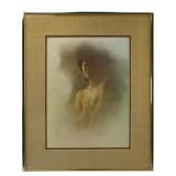 Signed Boudoir Print of a Nude Woman