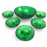 Anchor Hocking Colonial Green Glass Bowl Set