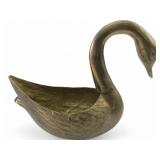 VTG Brass Swan Dish, 10" Tall