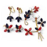 Vintage Red White and Blue Rhinestone Jewelry Set