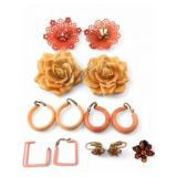 Coro and Assorted Orange Peach Costume Jewelry Lot
