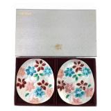 VTG Ando Cloisonne Japan Enamel Floral Dishes