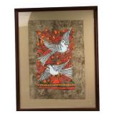Mexican Amate Bark Painting of Birds and Flowers