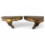 VTG Gold Gilt Carved Wooden Wall Shelves, 9"W