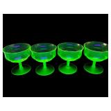 VTG Uranium Glass Optic Rib Champagne Coupes